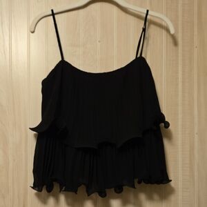 Lush Black Ruffle Tiered Top